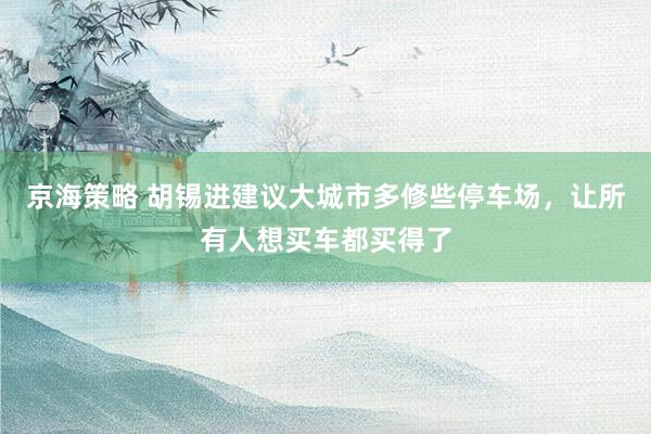 京海策略 胡锡进建议大城市多修些停车场，让所有人想买车都买得了