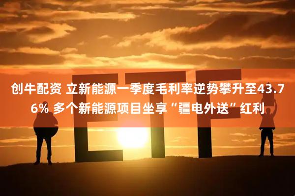 创牛配资 立新能源一季度毛利率逆势攀升至43.76% 多个新能源项目坐享“疆电外送”红利